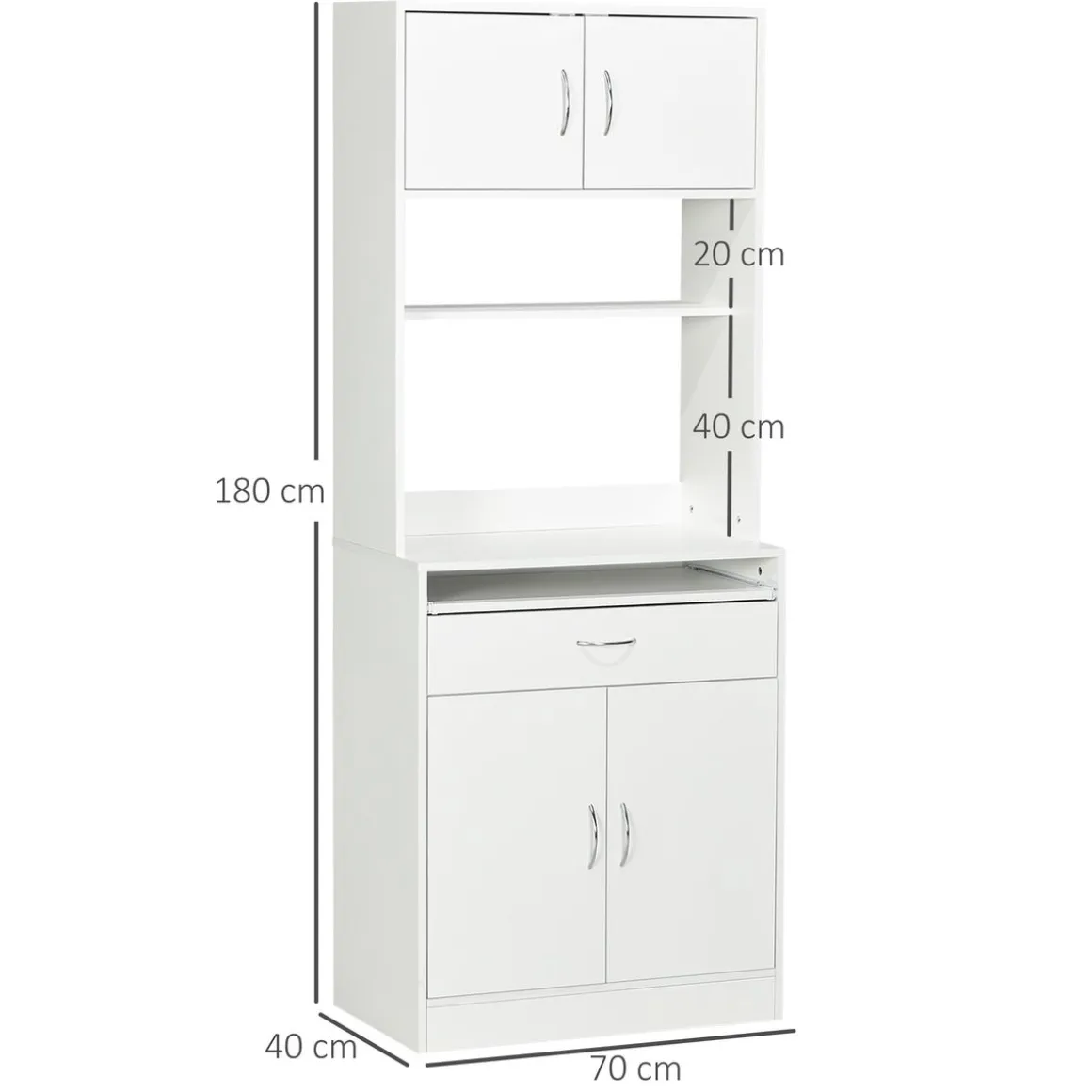 Mueble de cocina Paros Homcom 4 puertas blanco 180x70x40 cm