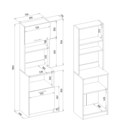 Mueble de cocina Tuco 2 puertas con compartimentos blanco 180x53,6x19,5 cm