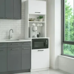 Mueble de cocina Tuco 2 puertas con compartimentos blanco 180x53,6x19,5 cm