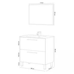 Mueble de lavabo Athena con espejo roble Alaska