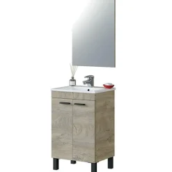 Mueble de lavabo Koncept con espejo roble Alaska