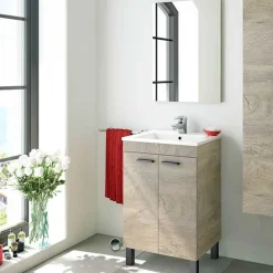 Mueble de lavabo Koncept con espejo roble Alaska