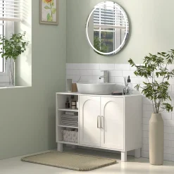Mueble de lavabo Peonía Kleankin 3 compartimentos + armario crema 63x90x30 cm