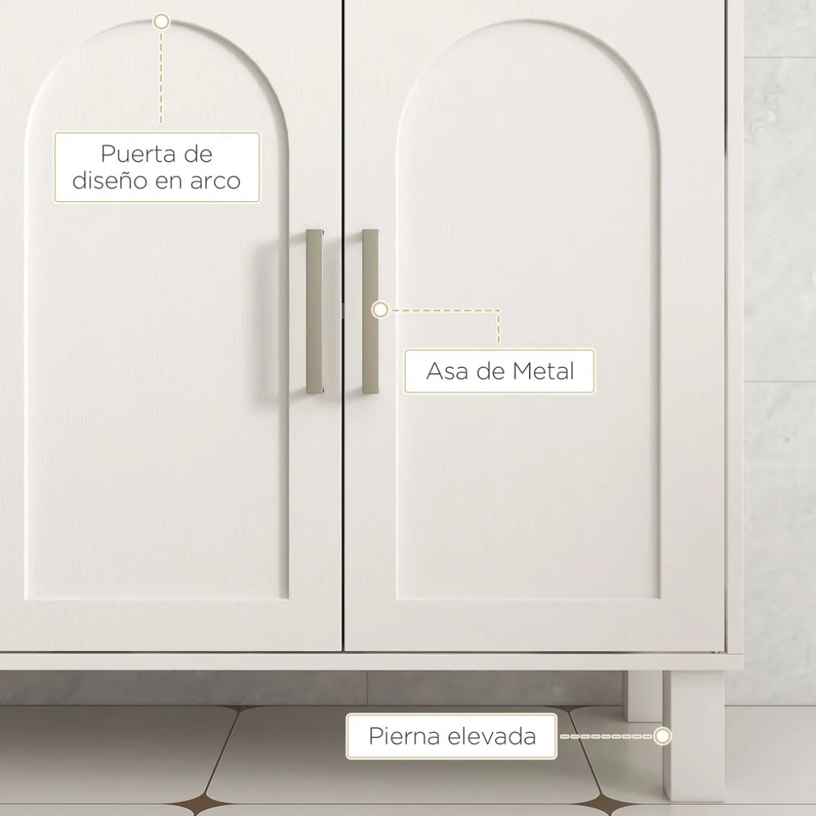 Mueble de lavabo Peonía Kleankin 3 compartimentos + armario crema 63x90x30 cm