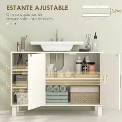 Mueble de lavabo Peonía Kleankin 3 compartimentos + armario crema 63x90x30 cm