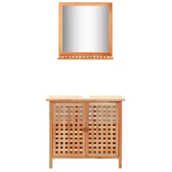Mueble de lavabo Tobago + espejo madera natural 62x66x29 cm