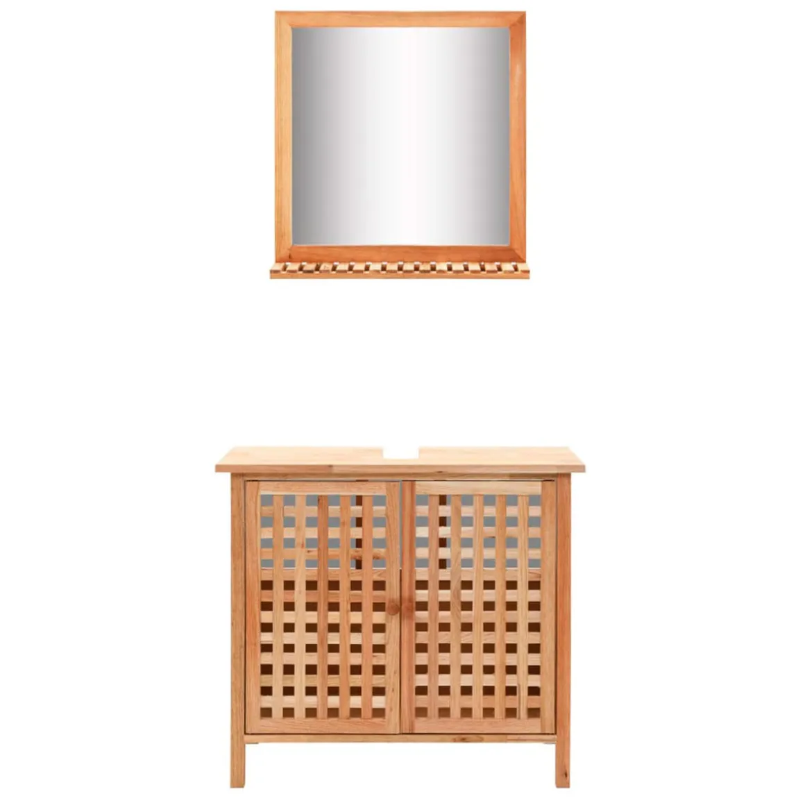 Mueble de lavabo Tobago + espejo madera natural 62x66x29 cm