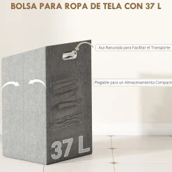 Mueble de ropa sucia Libra Homcom cesto abatible con estante natural 95x40x30 cm