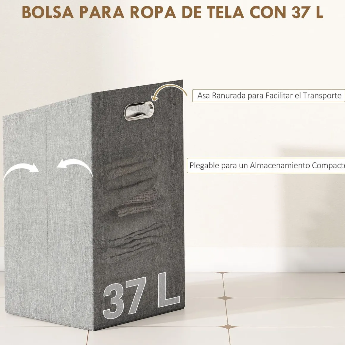 Mueble de ropa sucia Libra Homcom cesto abatible con estante natural 95x40x30 cm