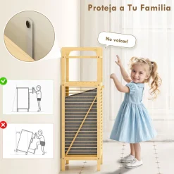 Mueble de ropa sucia Libra Homcom cesto abatible con estante natural 95x40x30 cm