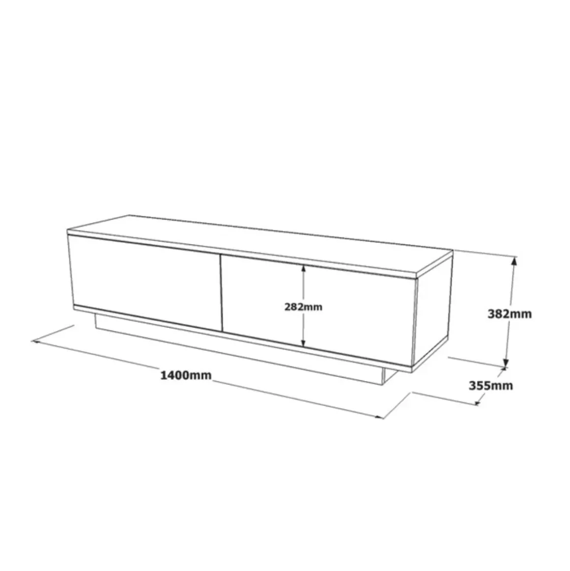 Mueble de TV Abellié 2 puertas abatibles blanco 28x140x35 cm