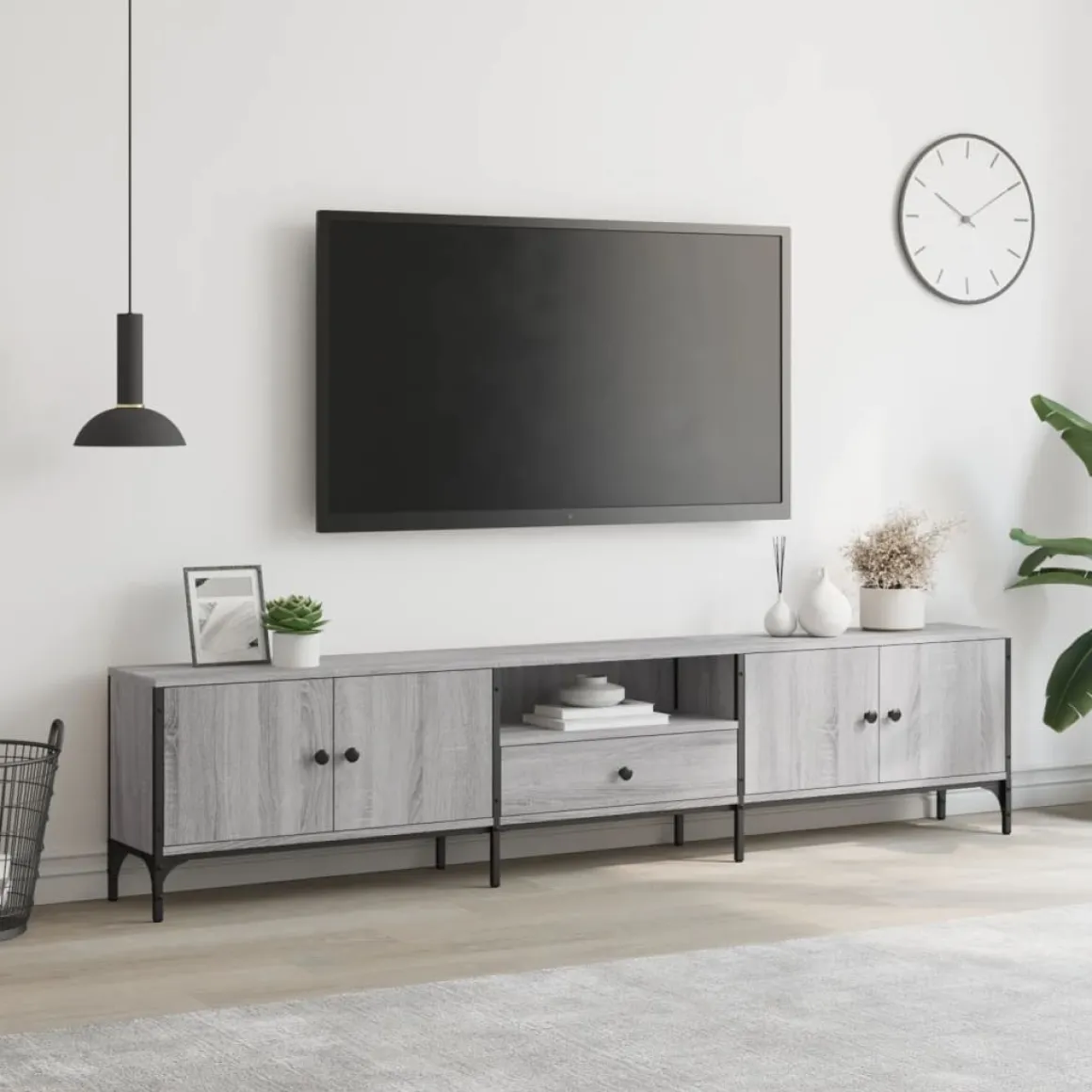 Mueble de TV Acuario 2 armarios + cajón + compartimento 44x200x25 cm