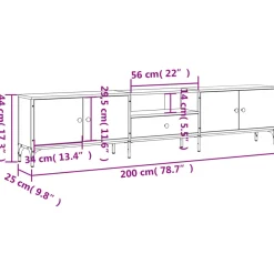 Mueble de TV Acuario 2 armarios + cajón + compartimento 44x200x25 cm