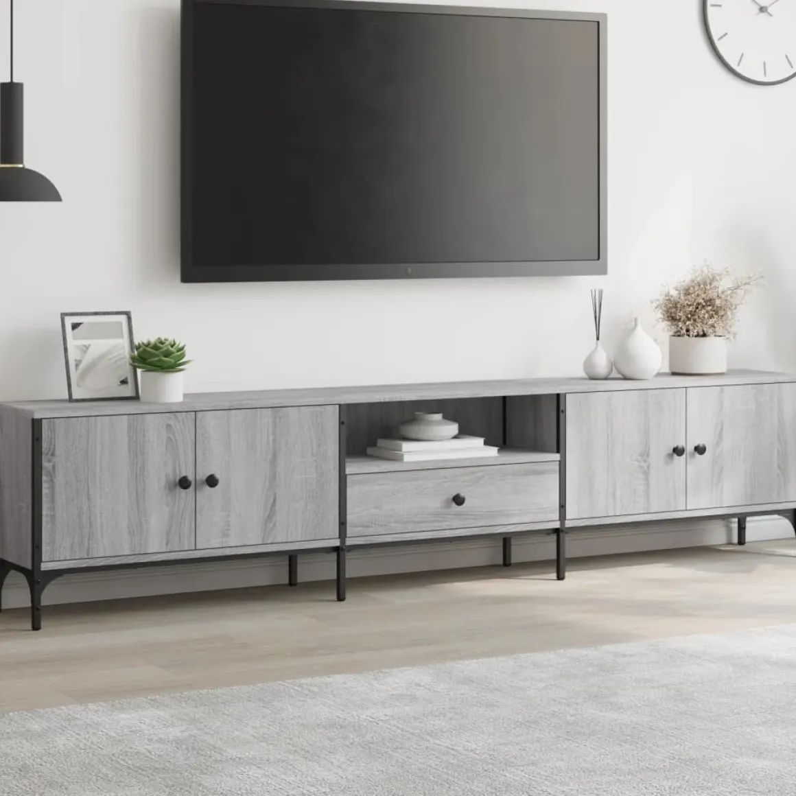 Mueble de TV Acuario 2 armarios + cajón + compartimento 44x200x25 cm