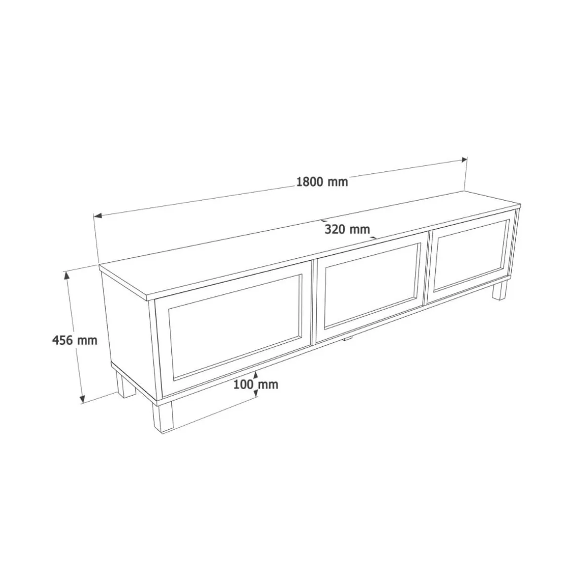 Mueble de TV Aralia 3 puertas abatibles natural 45,6x180x32 cm