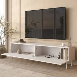 Mueble de TV Atrio 2 puertas abatibles blanco 43,3x180x31,6 cm