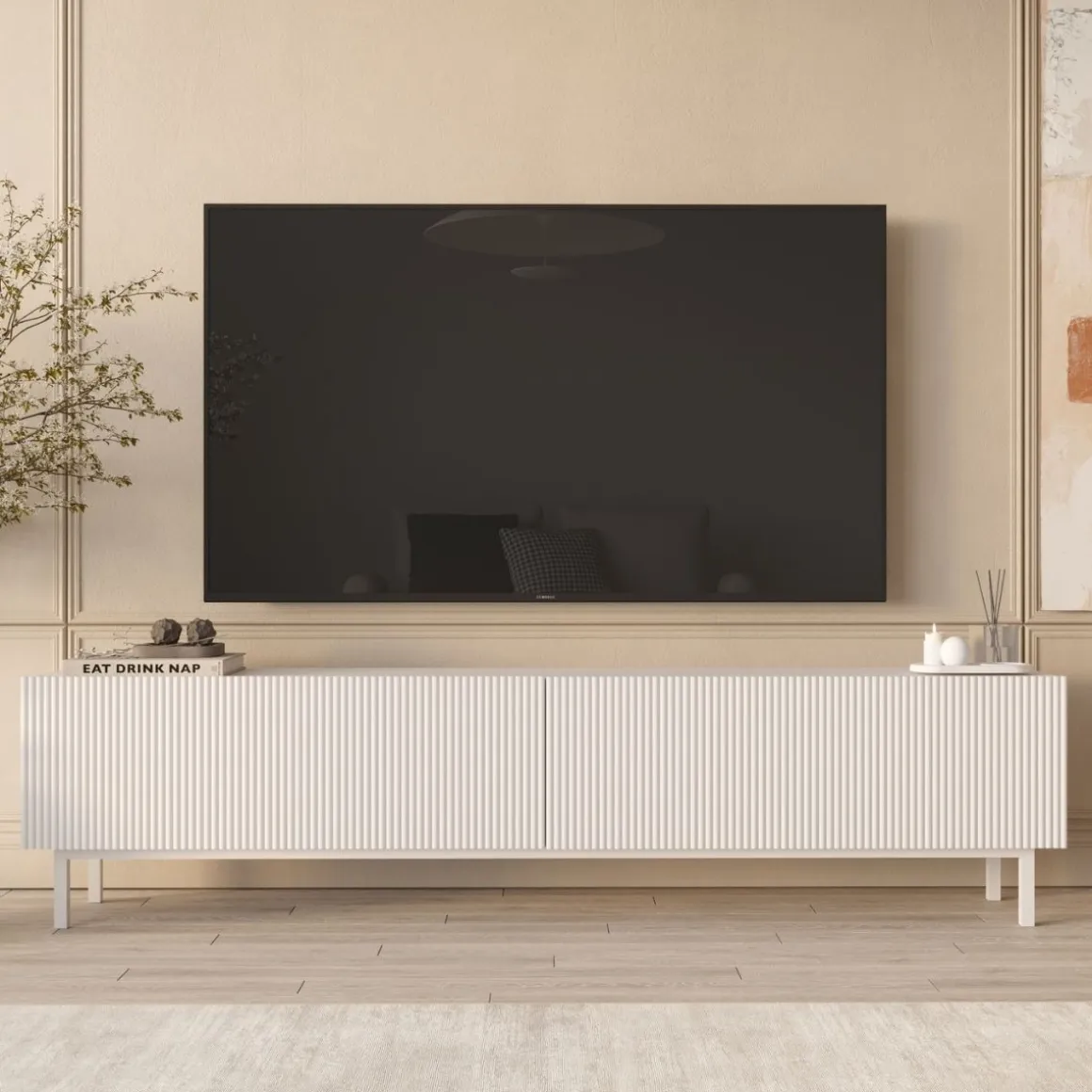 Mueble de TV Atrio 2 puertas abatibles blanco 43,3x180x31,6 cm