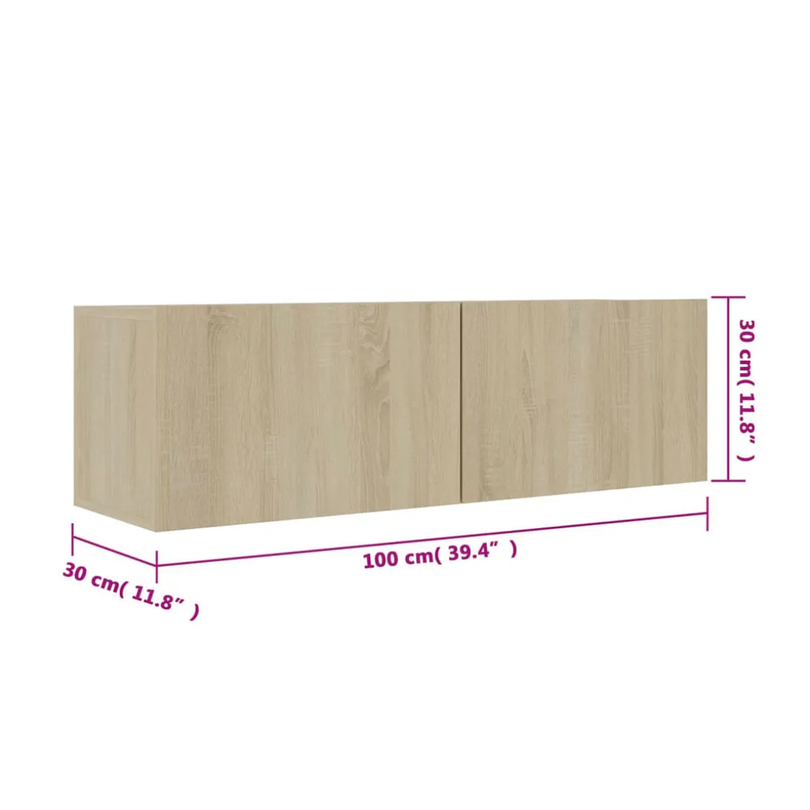 Mueble de TV Azyal flotante 2 puertas abatibles 30x100x30 cm