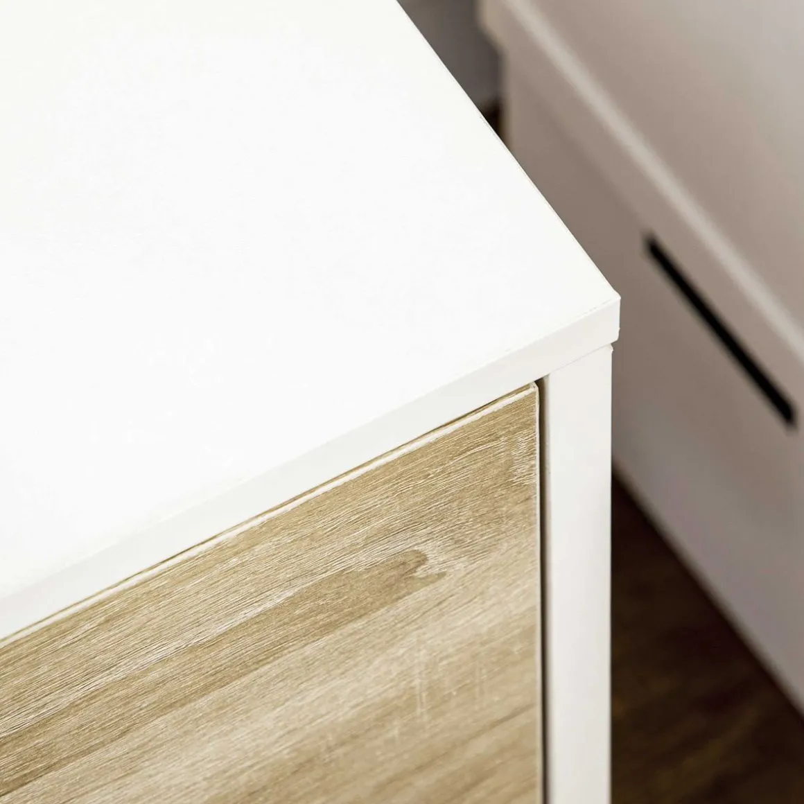 Mueble de TV Baleno Homcom cajón + 2 puertas + estante blanco/natural 50x110x40 cm