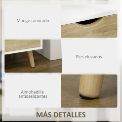 Mueble de TV Baleno Homcom cajón + 2 puertas + estante blanco/natural 50x110x40 cm