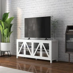 Mueble de TV Bank Homcom 4 puertas blanco 60x130x35 cm
