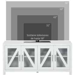 Mueble de TV Bank Homcom 4 puertas blanco 60x130x35 cm