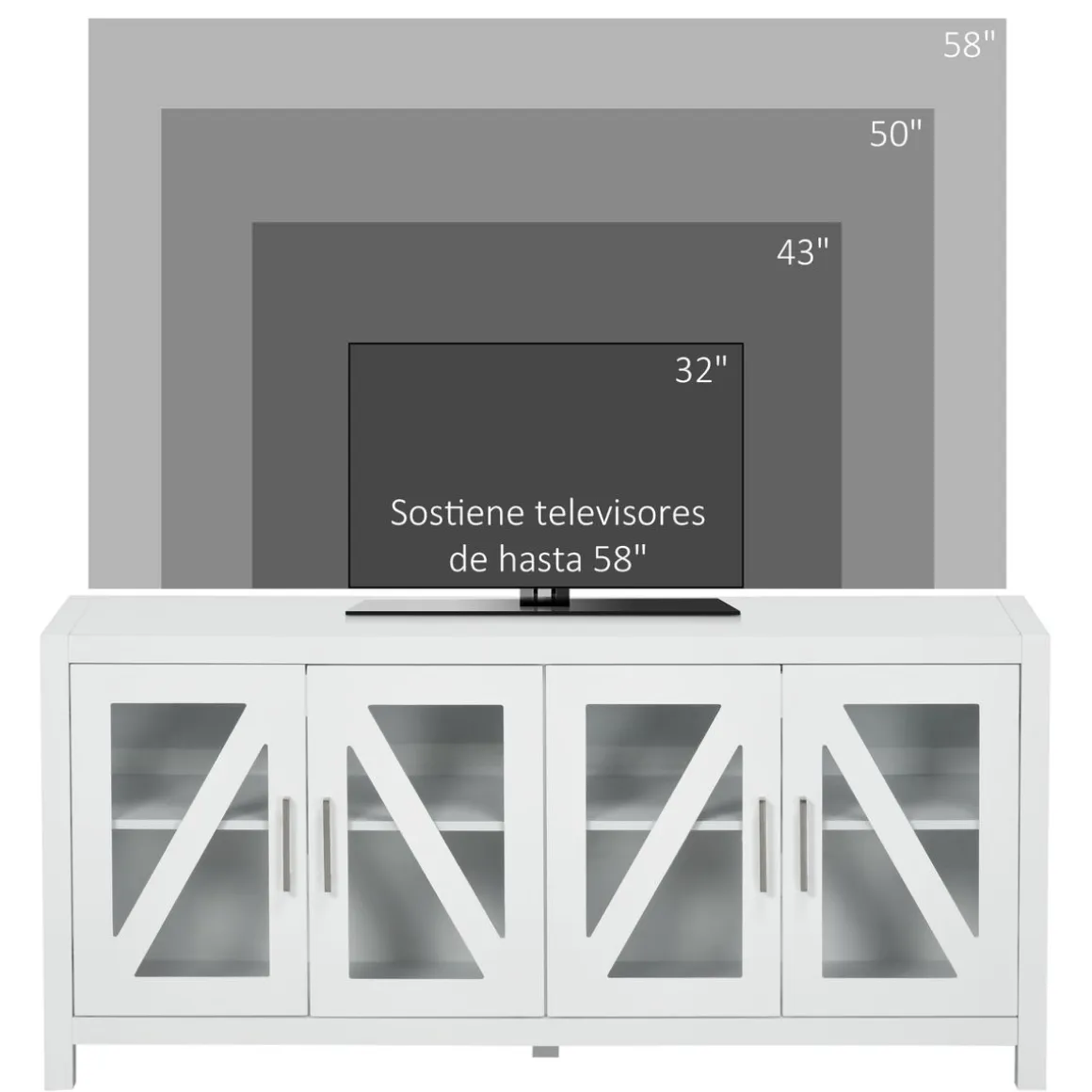 Mueble de TV Bank Homcom 4 puertas blanco 60x130x35 cm