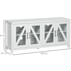 Mueble de TV Bank Homcom 4 puertas blanco 60x130x35 cm