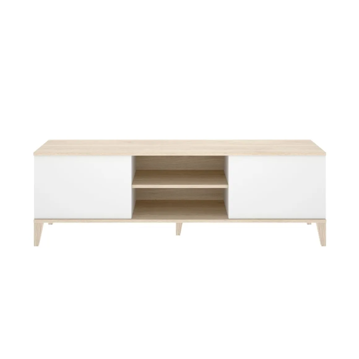 Mueble de TV Boston 2 puertas con 2 compartimentos blanco/natural 48,1x150x40 cm