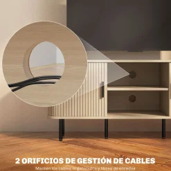 Mueble de TV Calamita Homcom 2 puertas + 2 compartimentos roble 55x120x40 cm