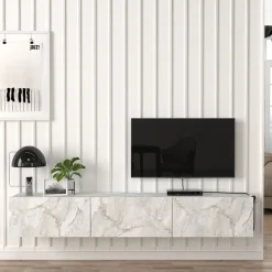 Mueble de TV Damla 3 puertas abatibles con luz LED 29,5x180x29,5 cm