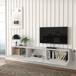 Mueble de TV Damla 3 puertas abatibles con luz LED 29,5x180x29,5 cm