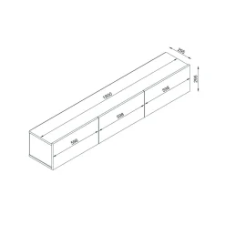 Mueble de TV Damla 3 puertas abatibles con luz LED 29,5x180x29,5 cm