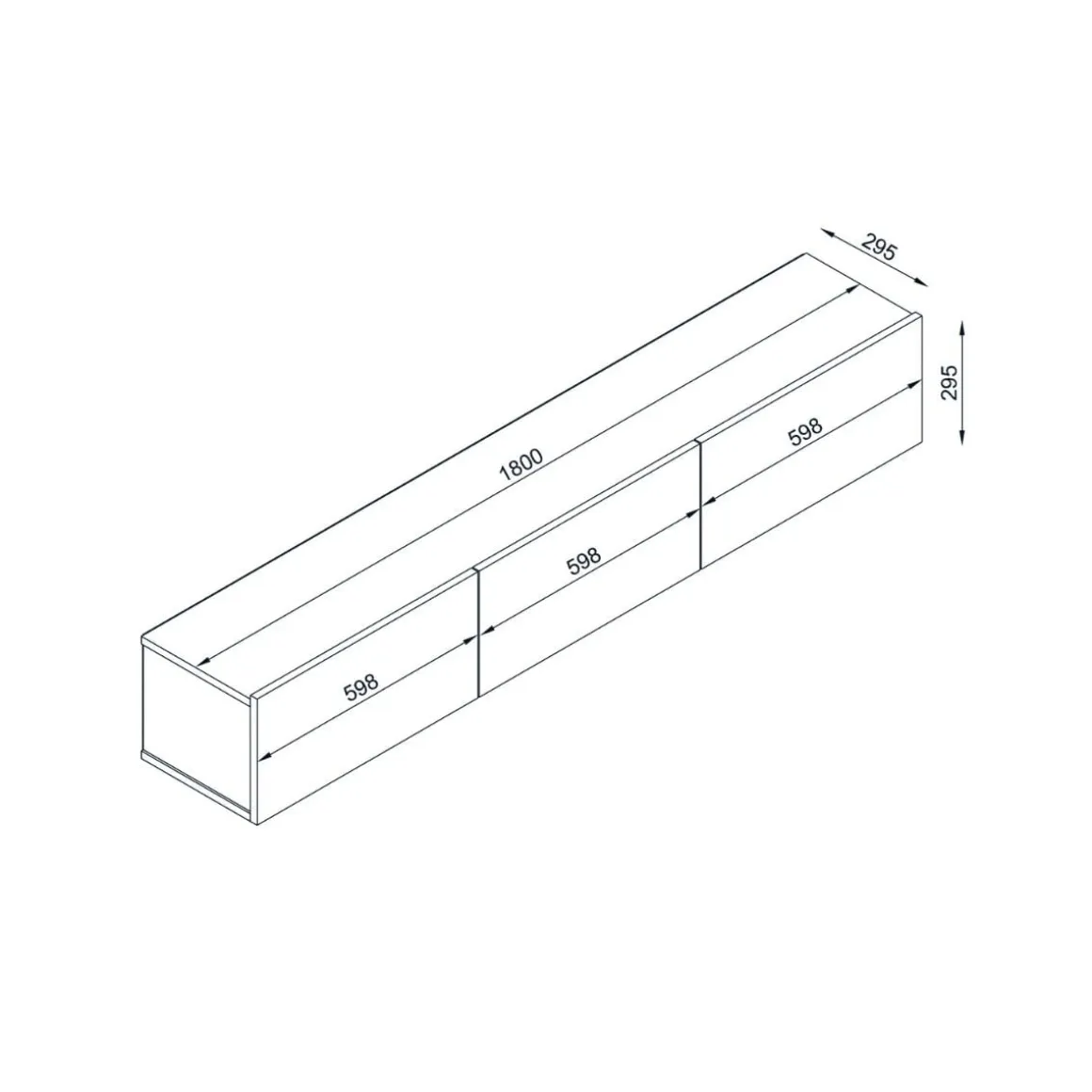 Mueble de TV Damla 3 puertas abatibles con luz LED 29,5x180x29,5 cm