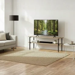 Mueble de TV Deck 2 estantes negro/natural 48x120x30 cm