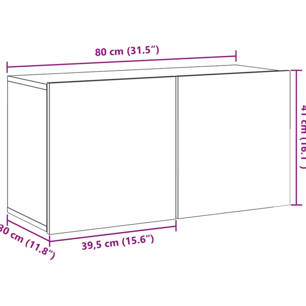 Mueble de TV Eglon 2 puertas roble claro 41x80x30 cm