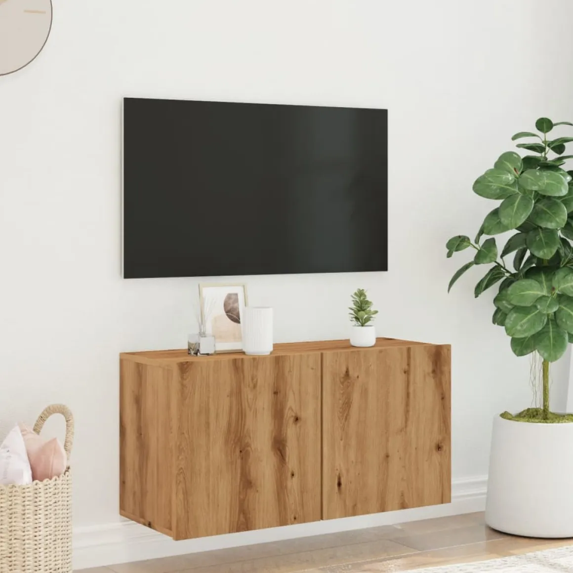 Mueble de TV Eglon 2 puertas roble claro 41x80x30 cm