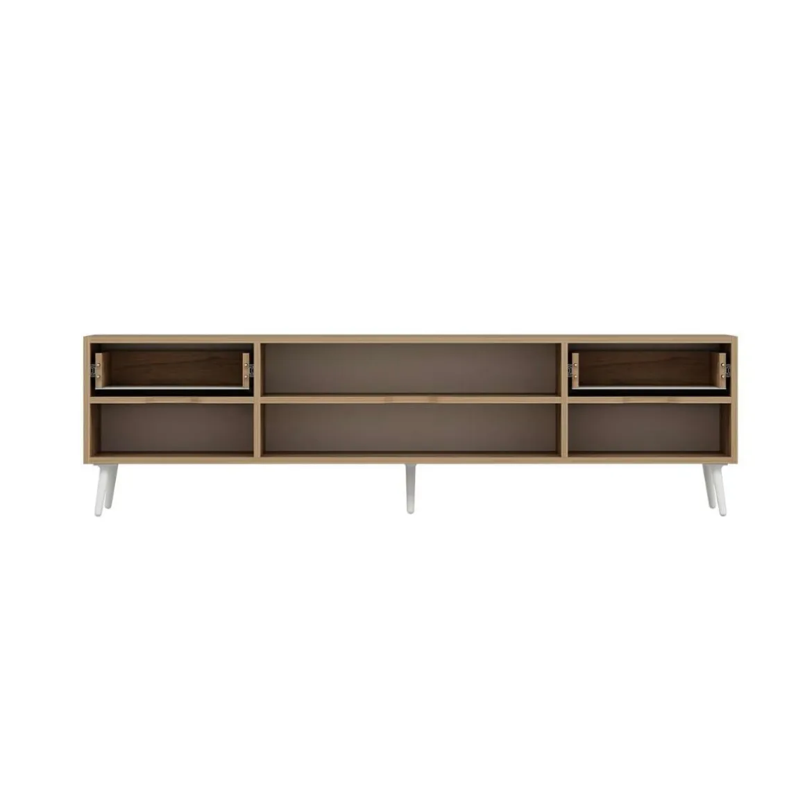 Mueble de TV Elina 4 cajones con 2 puertas blanco/beige 90x180x45 cm
