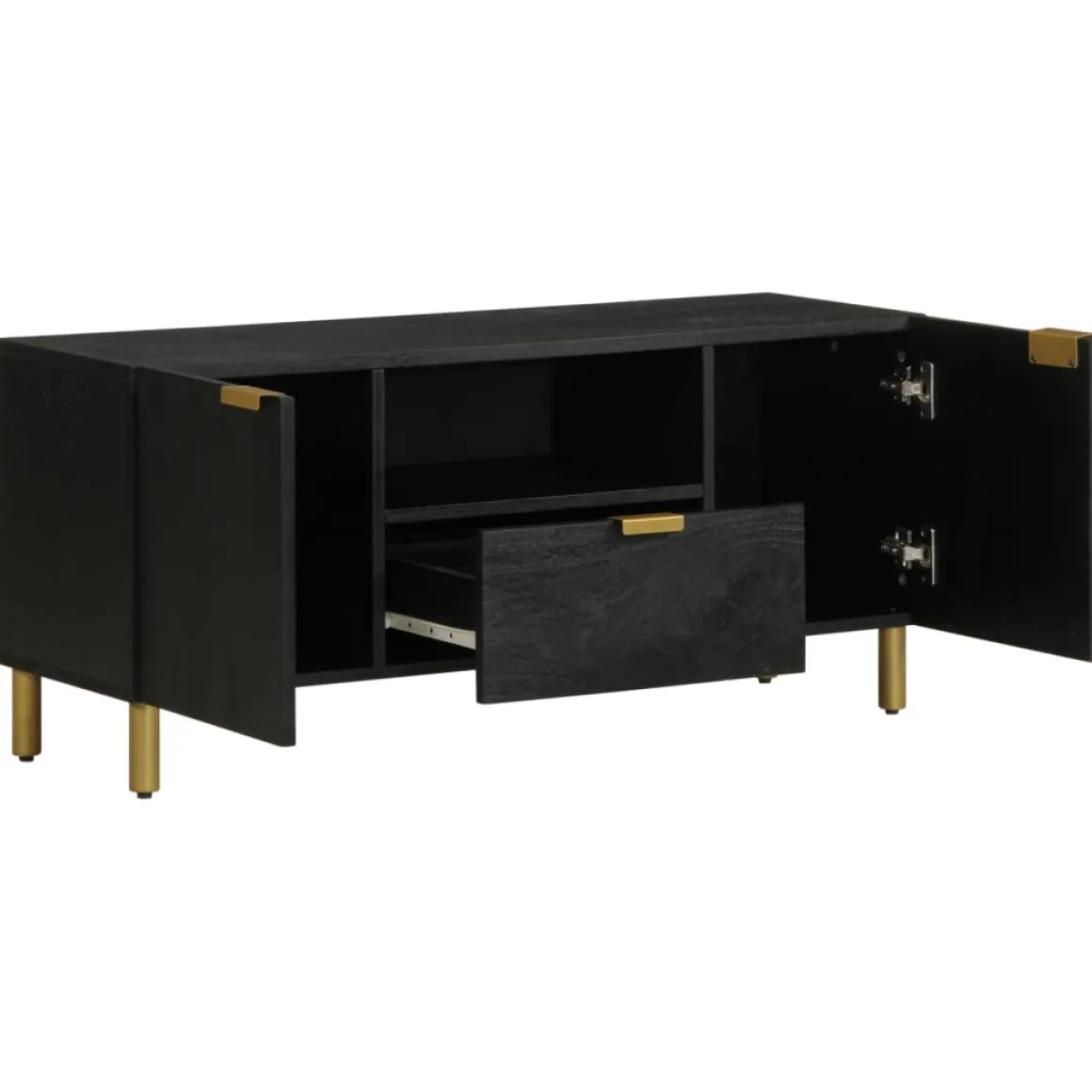 Mueble de TV Florencia 1 compartimento + 2 armarios + 1 cajón negro 46x105x33 cm