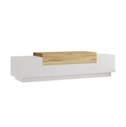 Mueble de TV Gaxio 4 puertas abatibles blanco/natural 38x160x37 cm