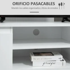 Mueble de TV Graham Homcom 2 puertas + 2 compartimentos blanco 40x120x39,5 cm