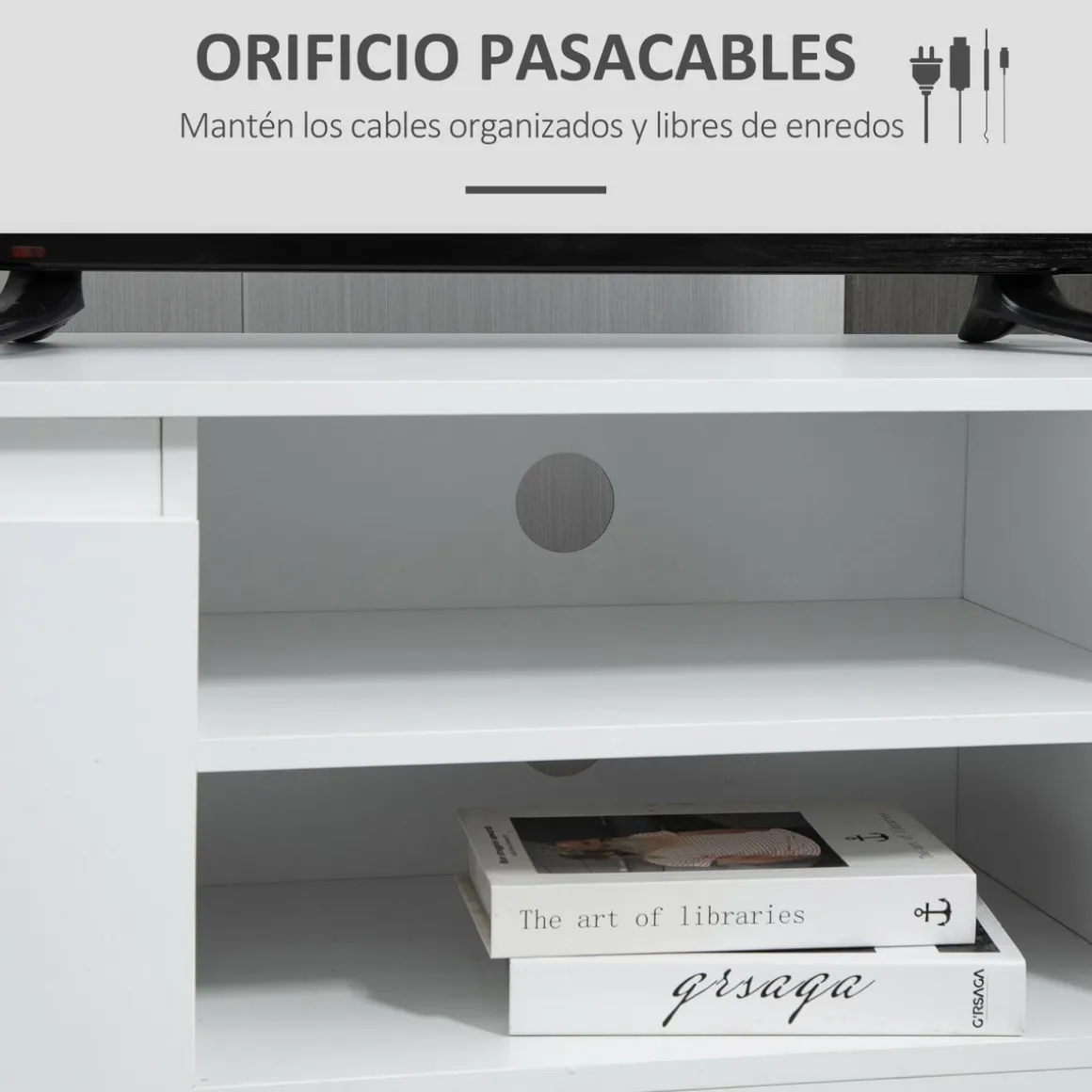 Mueble de TV Graham Homcom 2 puertas + 2 compartimentos blanco 40x120x39,5 cm