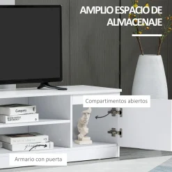 Mueble de TV Graham Homcom 2 puertas + 2 compartimentos blanco 40x120x39,5 cm