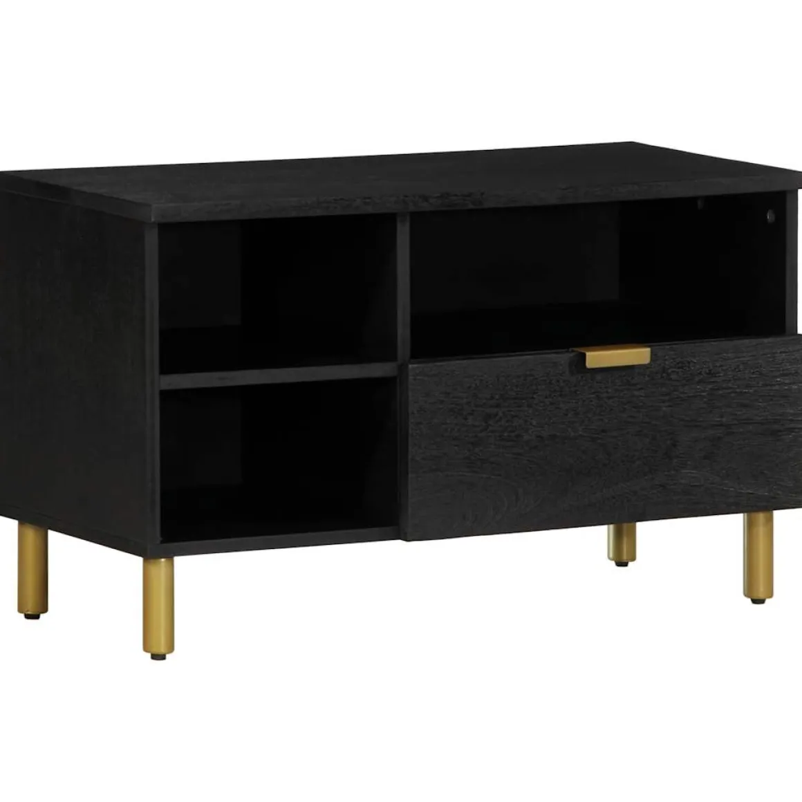 Mueble de TV Grillo 3 compartimentos + cajón negro 46x80x33 cm