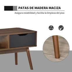 Mueble de TV Isseo Homcom 2 cajones + compartimentos abierto marrón/negro 46x122x39 cm
