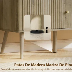Mueble de TV Itsu Homcom con puerta y estante natural 49x115x35 cm