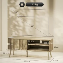 Mueble de TV Itsu Homcom con puerta y estante natural 49x115x35 cm
