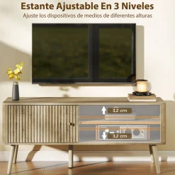 Mueble de TV Itsu Homcom con puerta y estante natural 49x115x35 cm