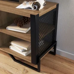 Mueble de TV Jaén 1 cajón + 5 estantes negro/roble 57x183x40 cm