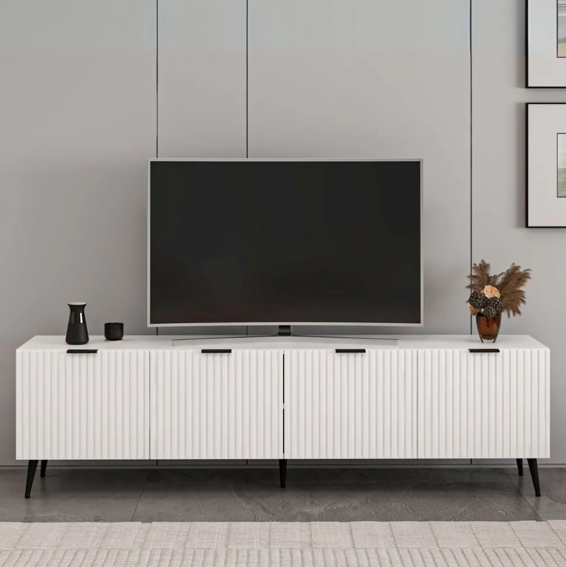 Mueble de TV Kale 4 puertas blanco 51x180x35 cm